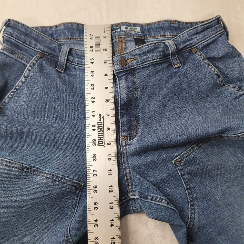 Carhartt Women's Double Knee Relaxed Fit Blue Denim Jeans Size 12 Regular - Picture 7 of 15